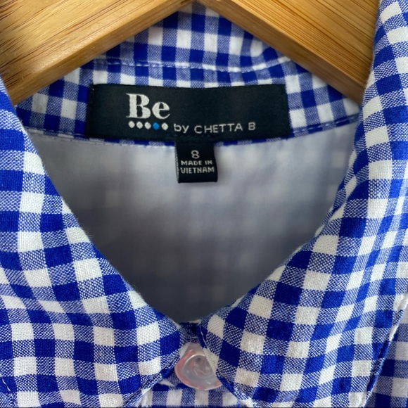 Be by Chetta B Gingham Midi Collared Button Up Shirt Dress Preppy - Picture 11 of 11